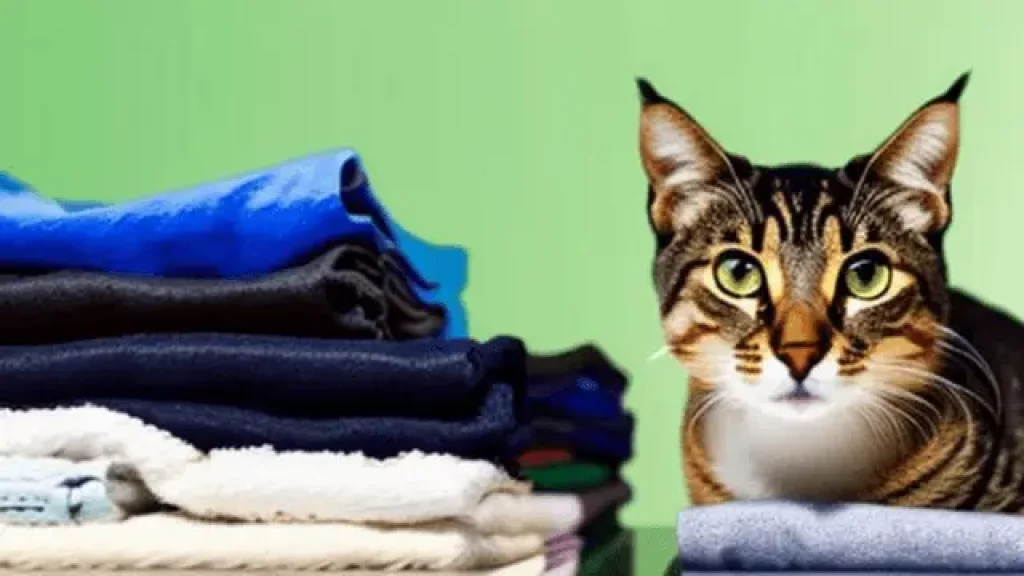 cat beside clothes