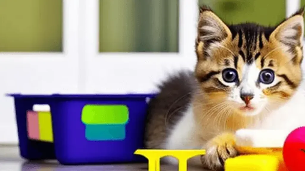 kitten with litter box