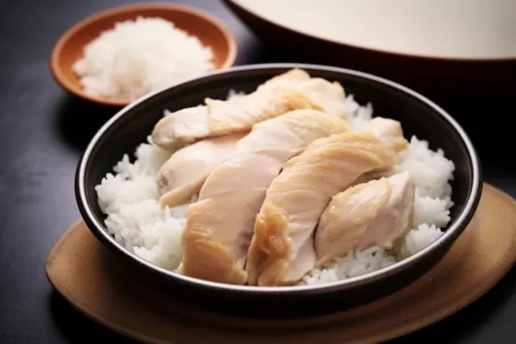 Boiled chicken and rice