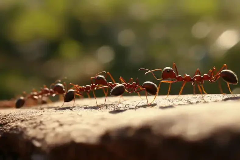 trail of ants marching