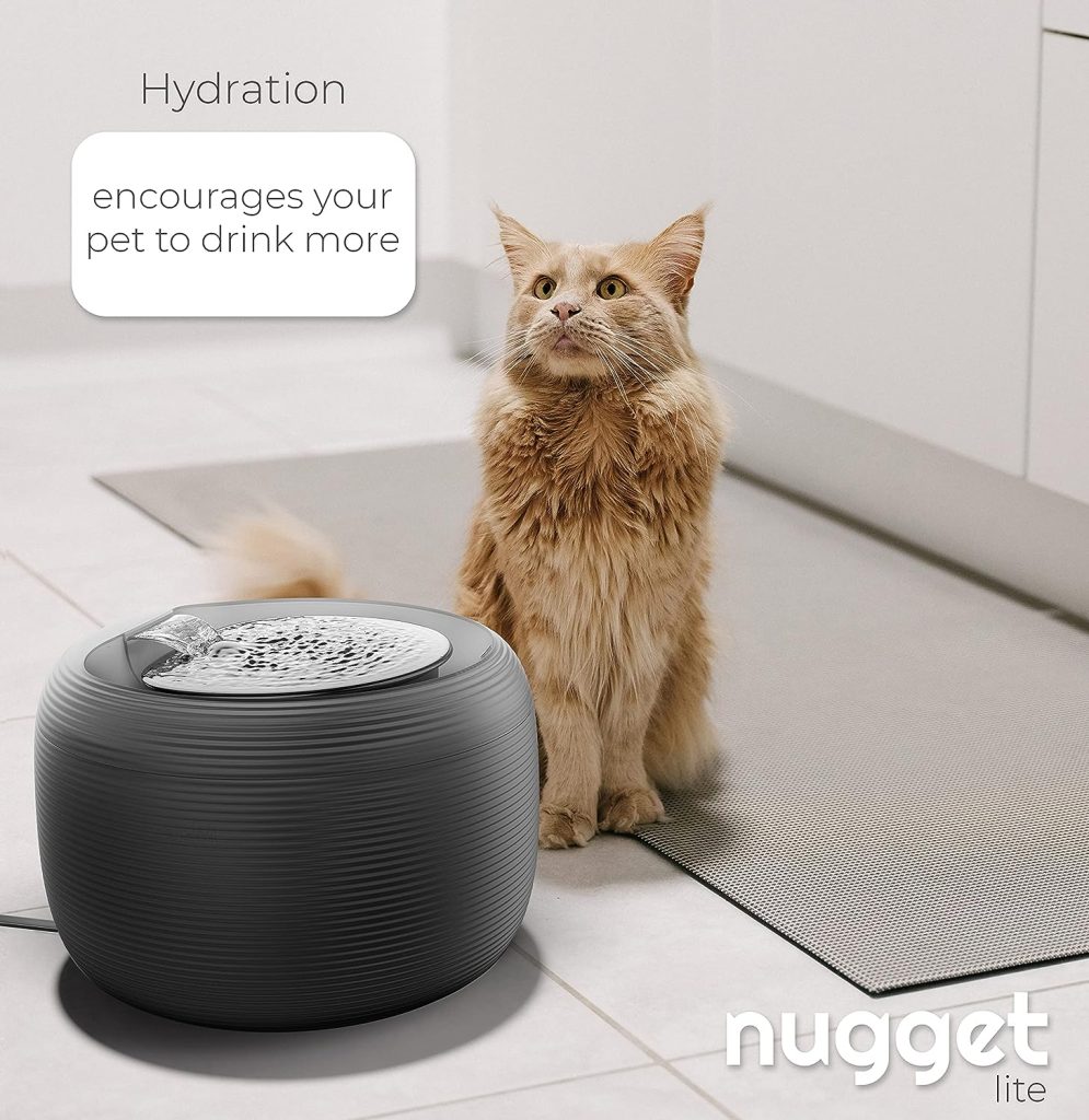 Nugget Lite Pet Water Fountain | 2.5 L Drinking Fountain for Cats and Dogs (Black)