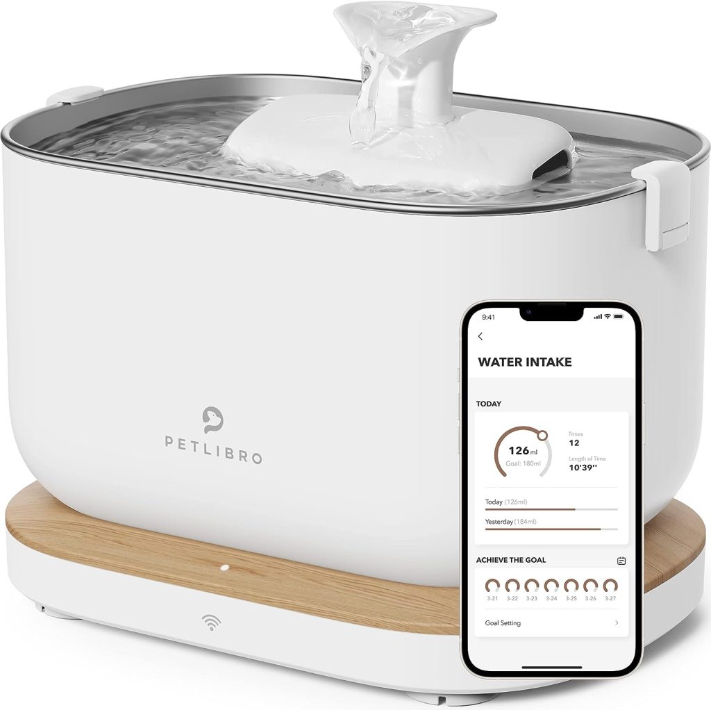 PETLIBRO App Monitoring Cat Water Fountain with Wireless Pump, 2.5L/84oz Dockstream Pet Water Fountain for Cats Inside, Automatic Cat Waterer Fountain with 2.4GHz Wi-Fi, Smart Fountain, App Control
