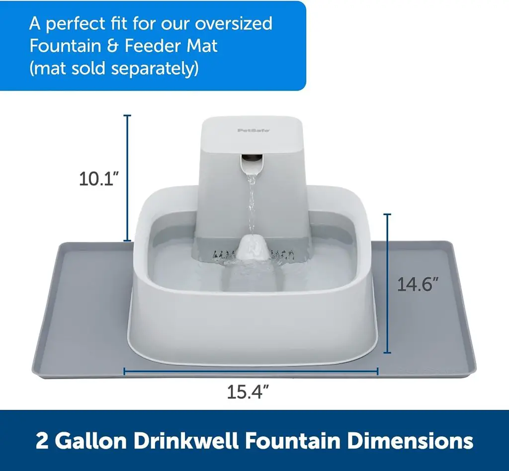 PetSafe Drinkwell Water Fountain for Cats, Dogs, or Multiple Pets - Automatic Water Bowl - Pump and Water Filter Included - Dishwasher Safe - Easy Clean Pet Dish - Water Dispenser - 2 Gallon/256 Ounce