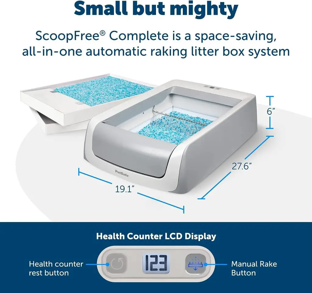 PetSafe ScoopFree Complete Plus Self-Cleaning Cat Litterbox - Never Scoop Litter Again - Hands-No Cleanup With Disposable Crystal Tray - Less Tracking, Better Odor Control - Includes Disposable Tray