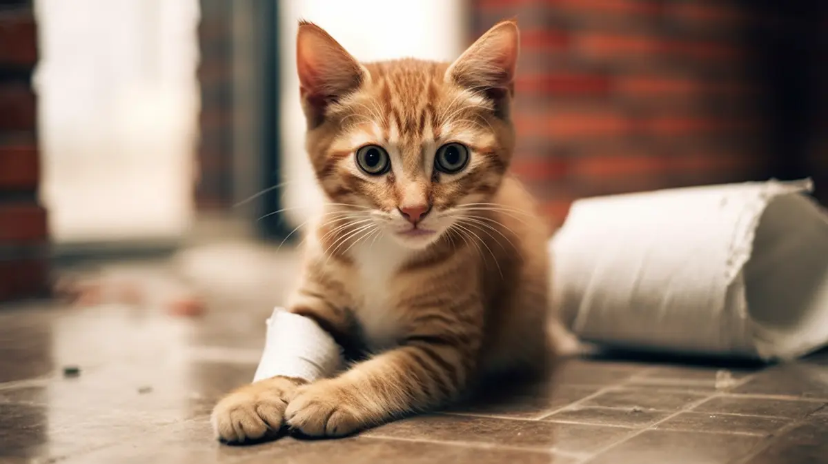 cat with bandage